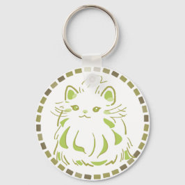 みどりのタイルとペルシャ猫のやさしいまなざし SCHLÜSSELANHÄNGER