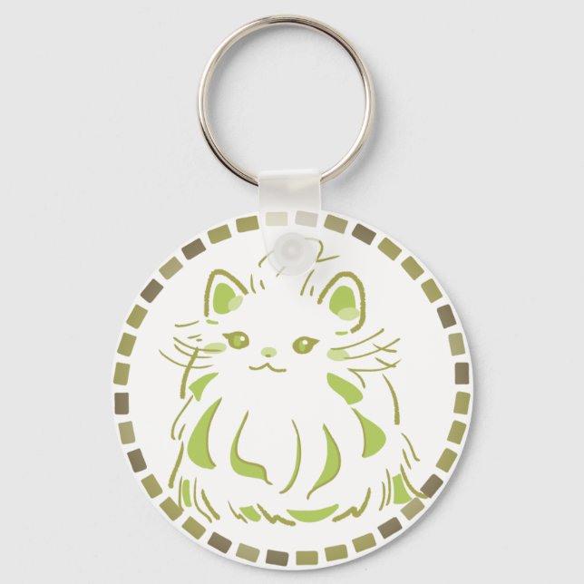 みどりのタイルとペルシャ猫のやさしいまなざし SCHLÜSSELANHÄNGER (Vorderseite)