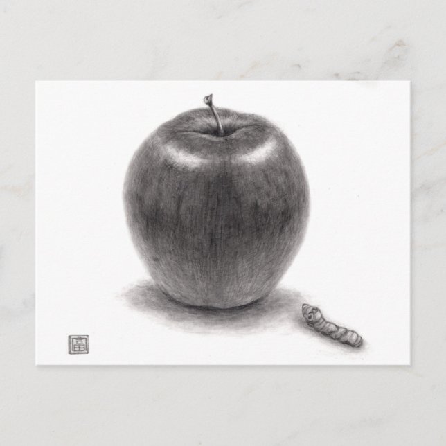 りんごとあおむし FEIERTAGSPOSTKARTE (Vorderseite)