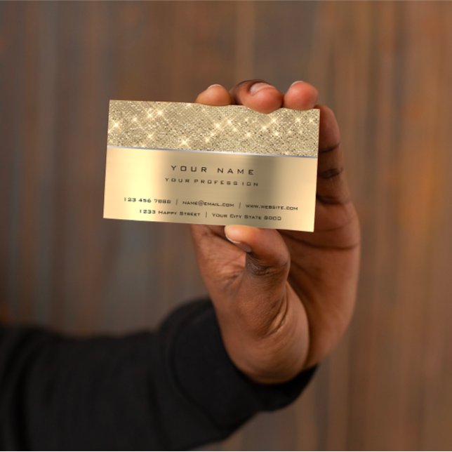 アイボリーの広い金ゴールドのダイヤモンドのストライプのグリッターVIP VISITENKARTE (Ivory Wide Gold Gold Diamond Striped Gritter VIP Business Card)