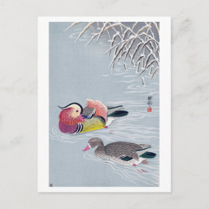 オ シ リ, 小 古 ド Mandarin duck, Ohara Koson, Ukiyo-e Postkarte
