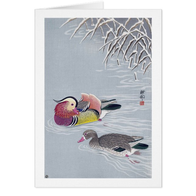 オ ド リ, 小 古 シ Mandarin duck, Ohara Koson, Ukiyo-e (Vorne)