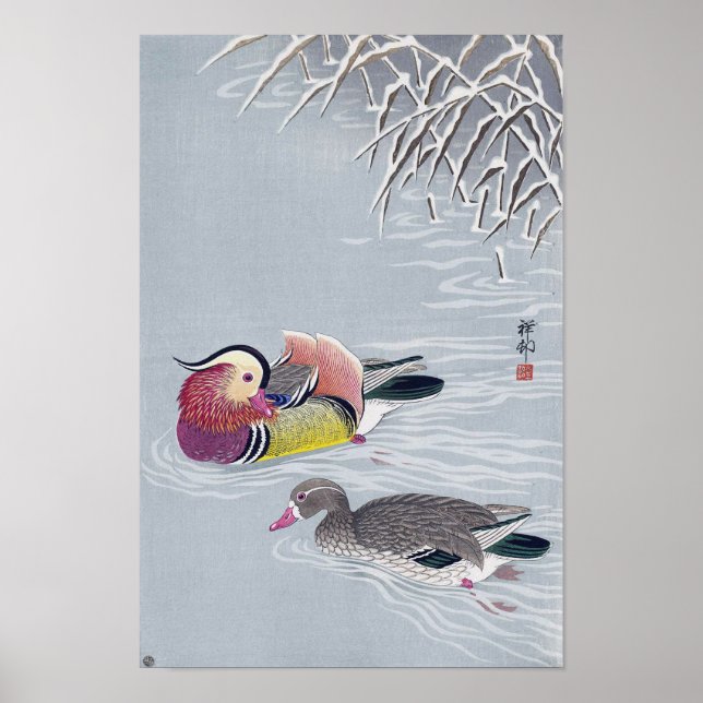 オ ド リ, 小 古 シ Mandarin duck, Ohara Koson, Ukiyo-e Poster (Vorne)