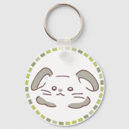 カラフルタイル模様＆ふわふわうさぎ SCHLÜSSELANHÄNGER