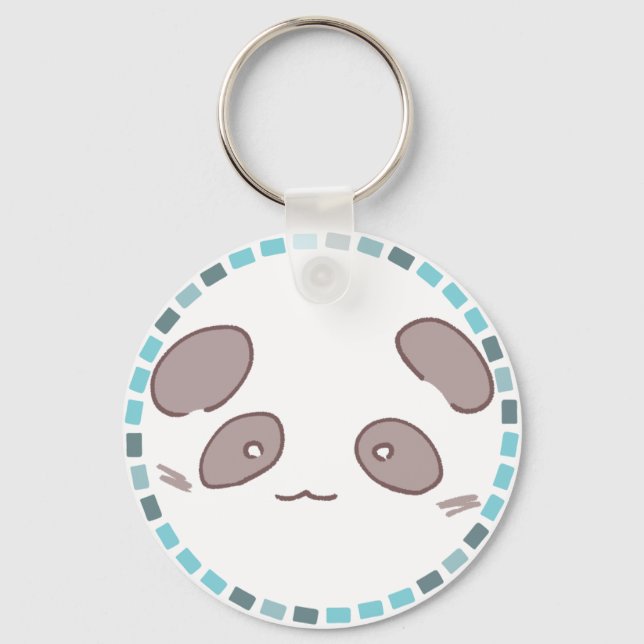 カラフルタイル模様＆パンダ SCHLÜSSELANHÄNGER (Vorderseite)