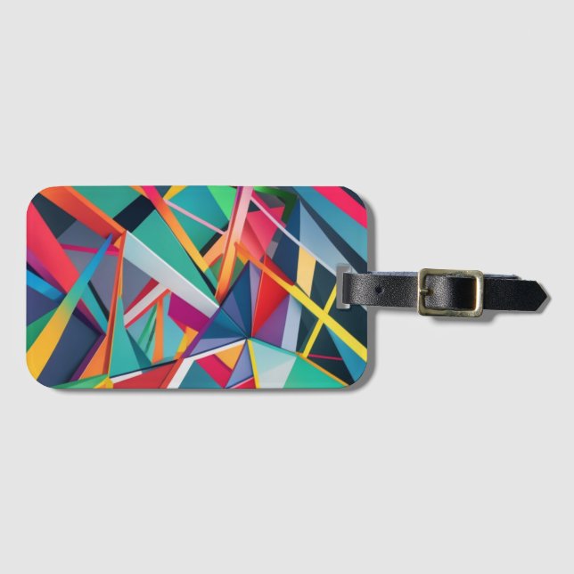 カラフル・ジオメトリック・マジック 直線の組み合わせによる立体感のある幾何学模様 GEPÄCKANHÄNGER (Vorderseite (Horizontal))