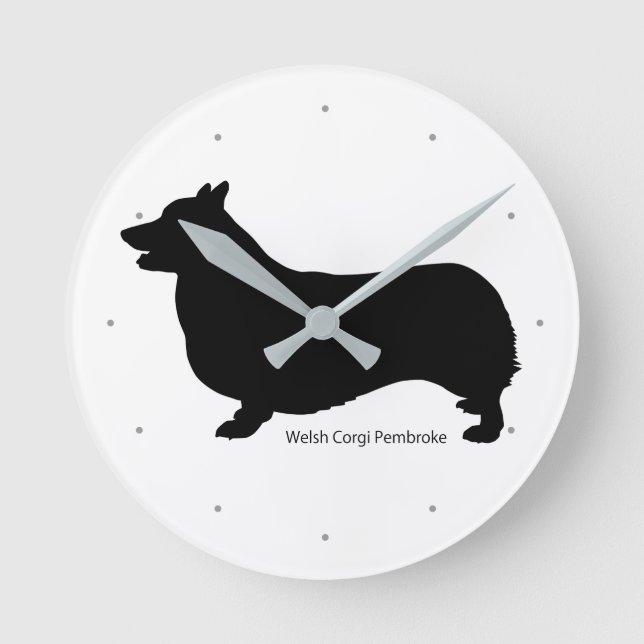 コーギー 掛け時計 Welsh Corgi clock Runde Wanduhr (Vorderseite)