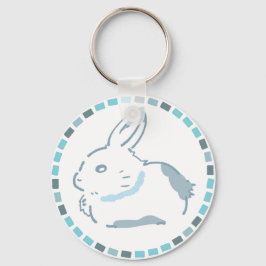 シャープな雪うさぎ＆青タイルデザイン  SCHLÜSSELANHÄNGER