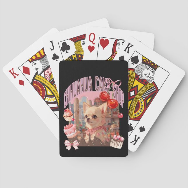 チワワのケーキ屋さん、ケーキ、子犬、チェリー、リボン、ガーリー好きのための SPIELKARTEN (Rückseite)