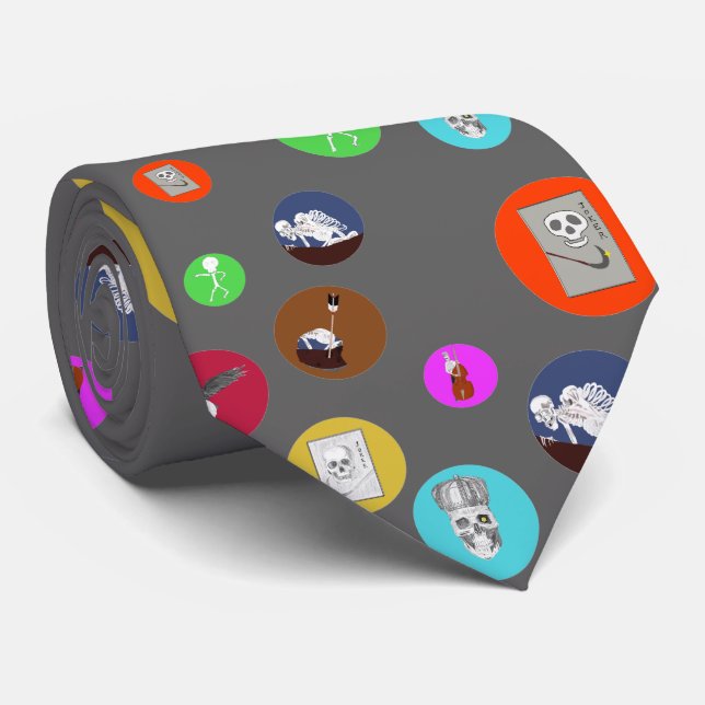 ドット柄のドクロ（Skeleton of dot pattern） Krawatte (Gerollt)