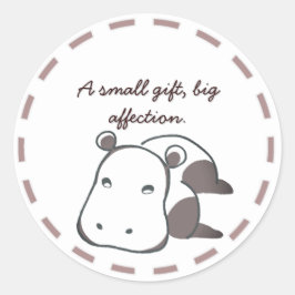 ナチュラルカラーのカバ動物イラスト|カスタムメッセージ入り RUNDER AUFKLEBER