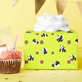 ネオンイエローのかわいいパンダ♡ GESCHENKPAPIER