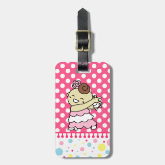 ネームタグ　表にカスタネッ子　（裏はパリ子 or カードケース）　白 gepäckanhänger