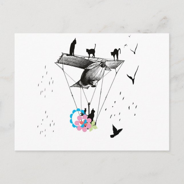 ネ コ と 飛 機 行 POSTKARTE (Vorderseite)