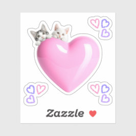 ハートにちょこんと乗るかわいい猫たちのカスタムカットビニールシール♡ AUFKLEBER