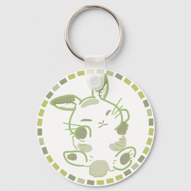 パステルグリーン＆リラックスうさぎ SCHLÜSSELANHÄNGER (Vorderseite)