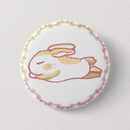 ビビッドピンク＆リラックスうさぎリボンデザイン BUTTON