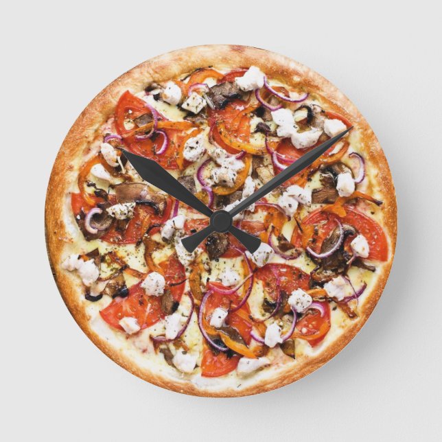 ピザ 壁掛け時計 pizza Wall clock Runde Wanduhr (Vorderseite)
