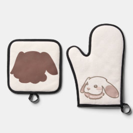 フェミニンで牧歌的なピンクうさぎ OFENHANDSCHUH & Topflappen-Set