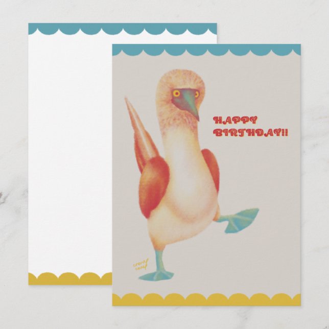 フラットカード バースデー Birthday Card -Blue-footed Boody- (Vorne/Hinten)