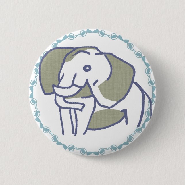 ブルーリボン額縁｜優雅で可愛い象イラスト BUTTON (Vorderseite)