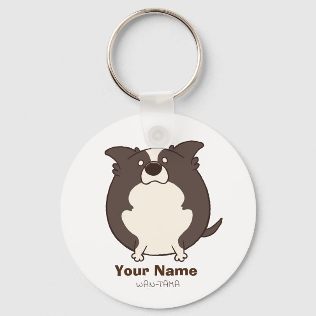 ボーダーコリー"ボダたま (ブラック)" <名前・電話番号> SCHLÜSSELANHÄNGER (Vorderseite)