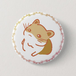 ポップオレンジ＆キュートなハムスターリボンデザイン BUTTON
