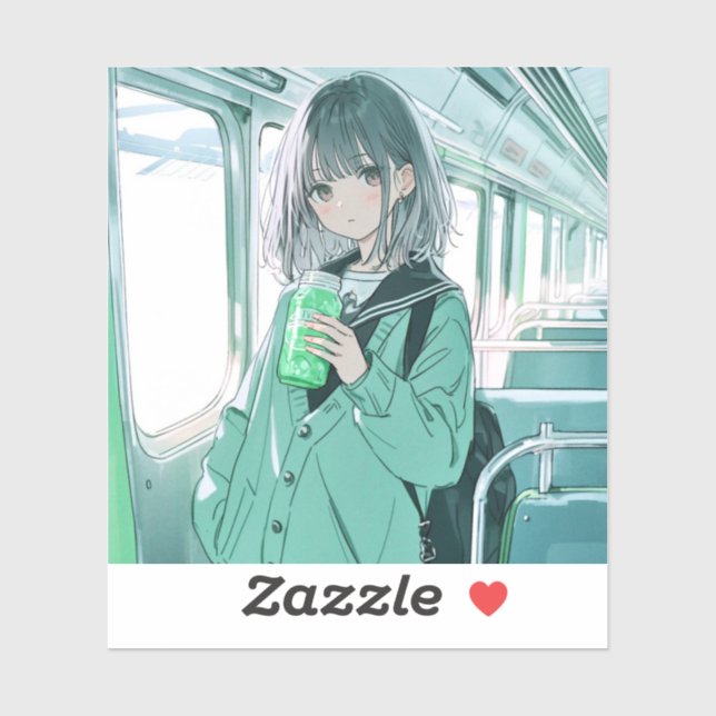 メロンソーダJK シール｜寿司娘 GenerativeAI Aufkleber (Blatt)