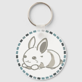 モダングレー＆もこもこ座りうさぎデザイン  SCHLÜSSELANHÄNGER