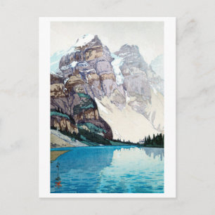 モ レ 湖 Moraine Lake Yoshida, Woodcut Postkarte
