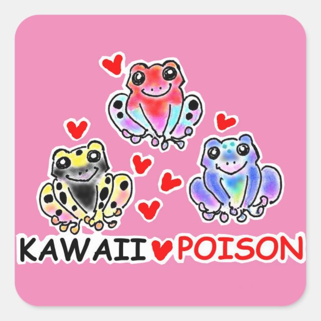 ヤドクガエルちゃん ラウンドシール QUADRATISCHER AUFKLEBER (Vorderseite)