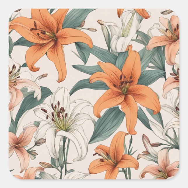 ユリ QUADRATISCHER AUFKLEBER (Vorderseite)