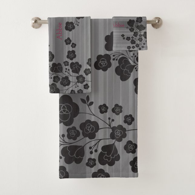 ラブリーフラワー　モノクロ BADHANDTUCH SET (Insitu)