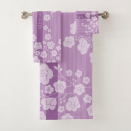 ラブリーフラワー 落ち着いたピンク BADHANDTUCH SET