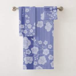 ラブリーフラワー 落ち着いたブルー BADHANDTUCH SET