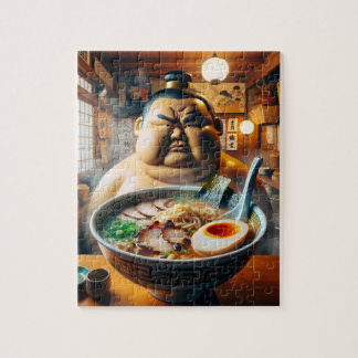 ラーメンを前に真剣な眼差しの力士 PUZZLE