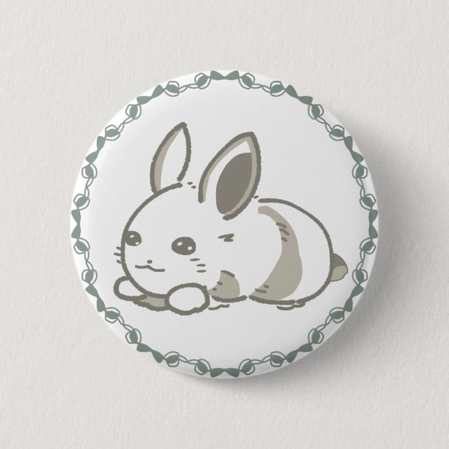 リボンと黒うさぎのシンプルデザイン   BUTTON (Vorderseite)