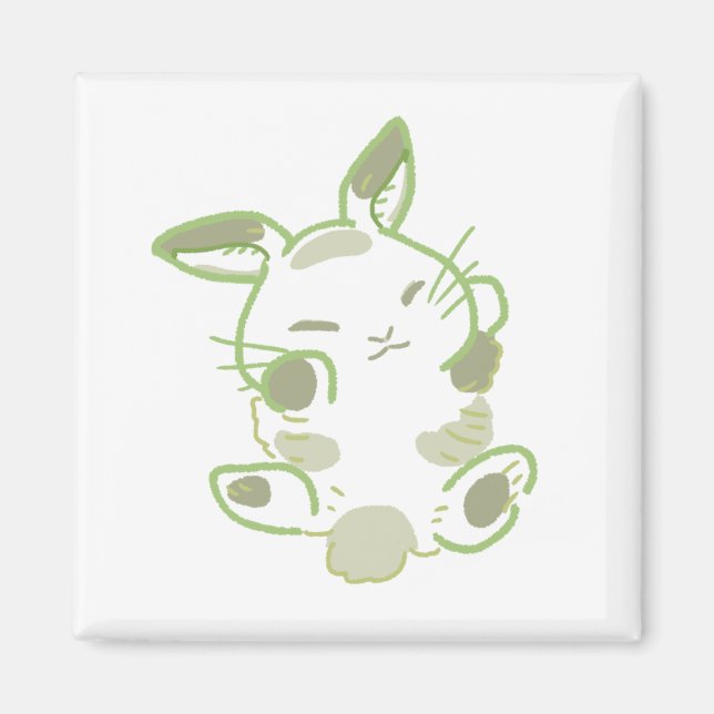 リラックスうさぎ＆ふわふわ緑デザイン  MAGNET (Vorne)