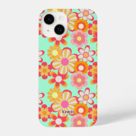 レトロかわいいお花デザイン♡ミントグリーン iPhone 14 HÜLLE