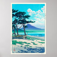 三 保 の 原, Pine Beach in Miho, Hasui Kawase