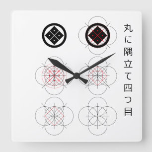 丸に隅立て四つ目の作図 QUADRATISCHE WANDUHR