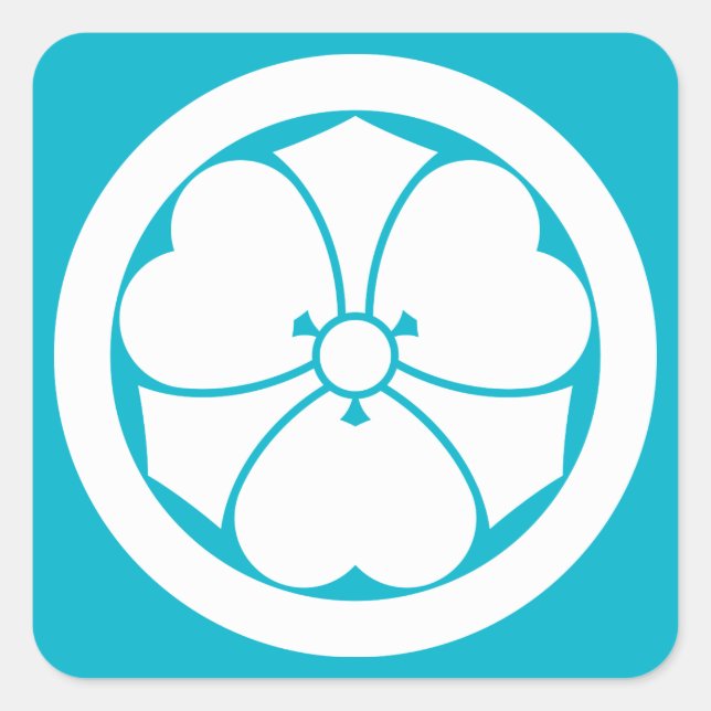 丸 に 剣 酢 草 漿 QUADRATISCHER AUFKLEBER (Vorderseite)