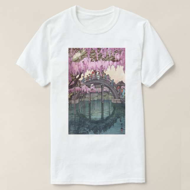 亀 戸 神, Kameido Bridge, Hiroshi Yoshida, Woodcut T-Shirt (Design vorne)