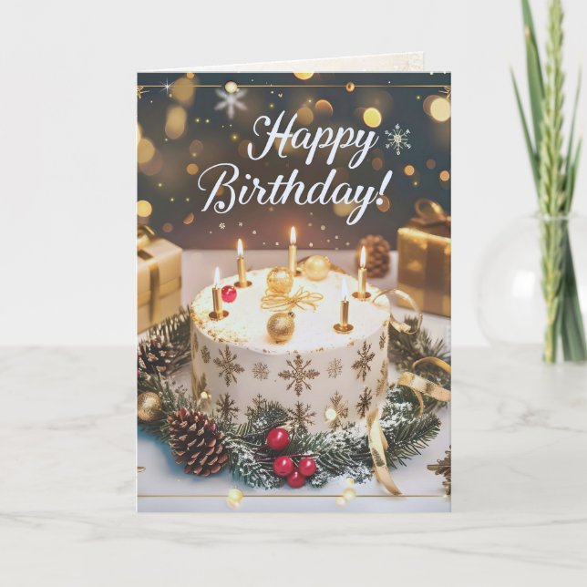 【二つ折り】12月バースデーカード／【Folded】 birthday card for Dec. Karte (Vorderseite)