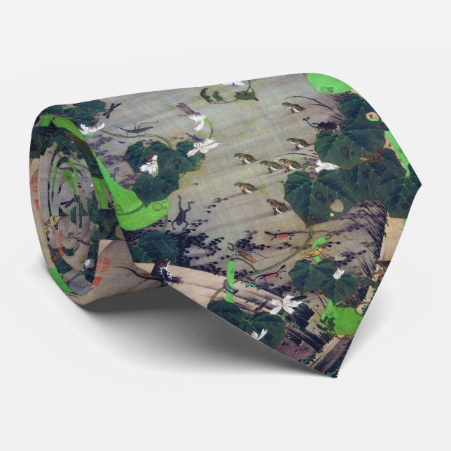 伊藤若冲、池辺群虫図 ネクタイ KRAWATTE (Gerollt)