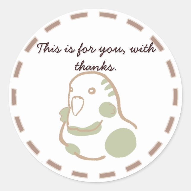 優しいインコデザインのシンプル RUNDER AUFKLEBER (Vorderseite)