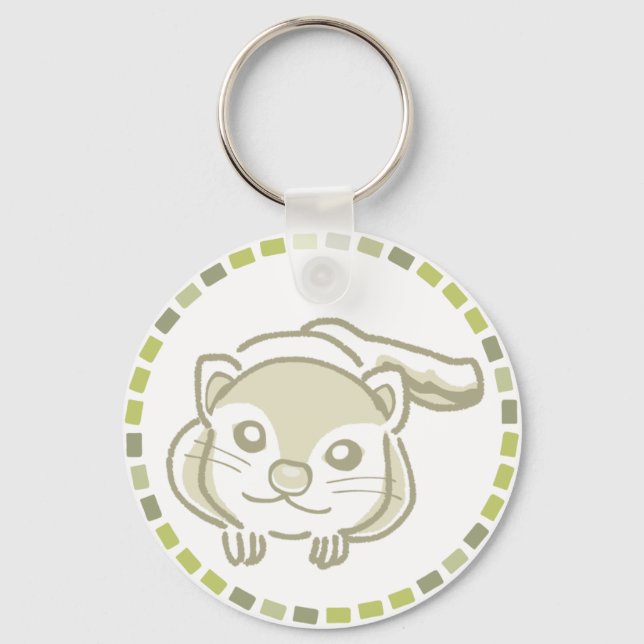 優しいタイル模様＆ムササビイラスト SCHLÜSSELANHÄNGER (Vorderseite)