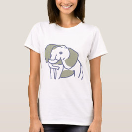 優しい青色の象デザイン T-Shirt