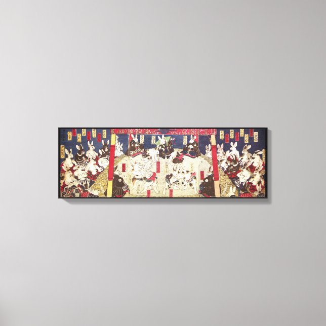 兎 相 撲, 芳 Sumo Rabbits, Yoshifuji, Ukiyo-e, Leinwanddruck (Vorderseite)