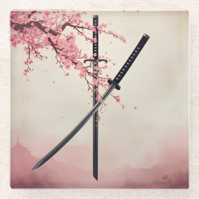 「刀と散華（Katana to Sange）」 Glasuntersetzer (Vorderseite)